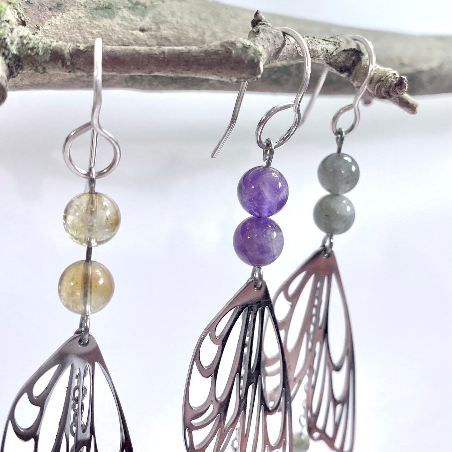 Amethyst Butterfly Earrings (with dangle)