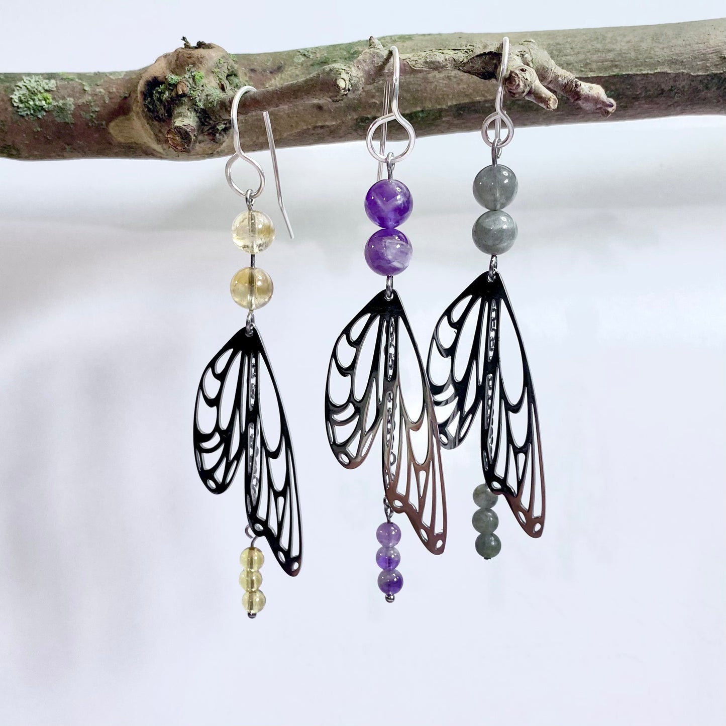 Amethyst Butterfly Earrings (with dangle)