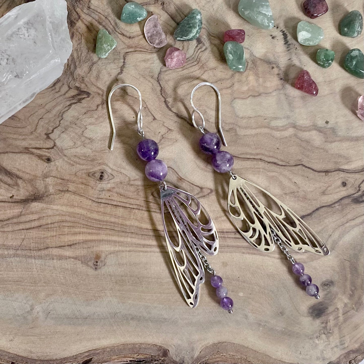 Amethyst Butterfly Earrings (with dangle)