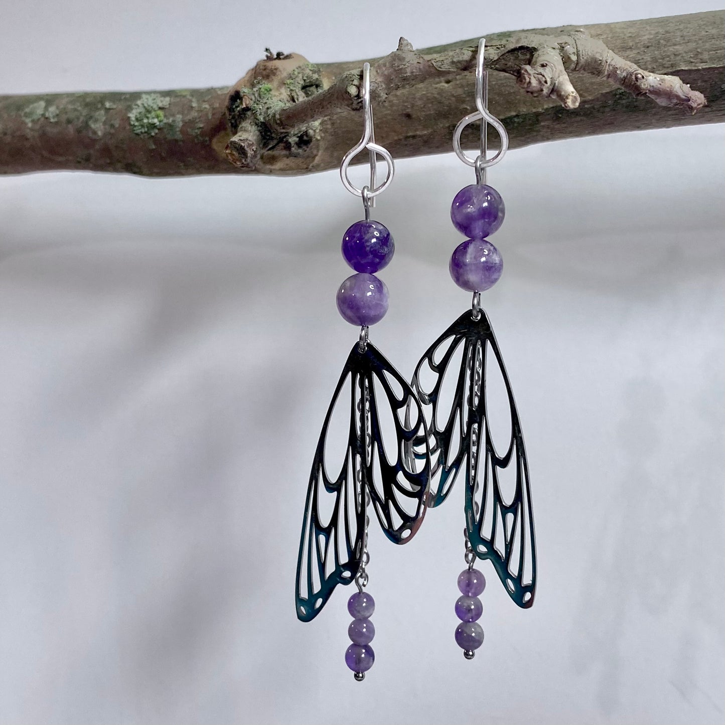 Amethyst Butterfly Earrings (with dangle)