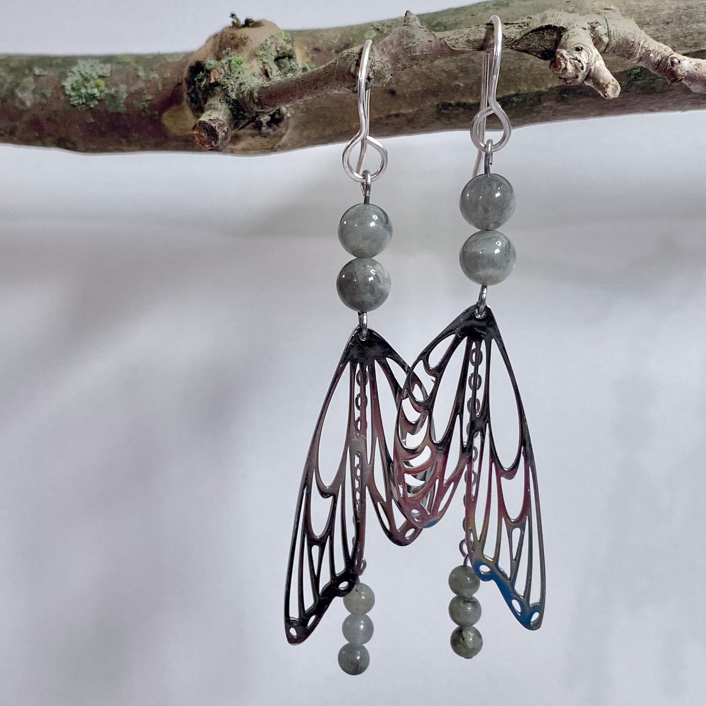 Labradorite Butterfly Earrings (with dangle)