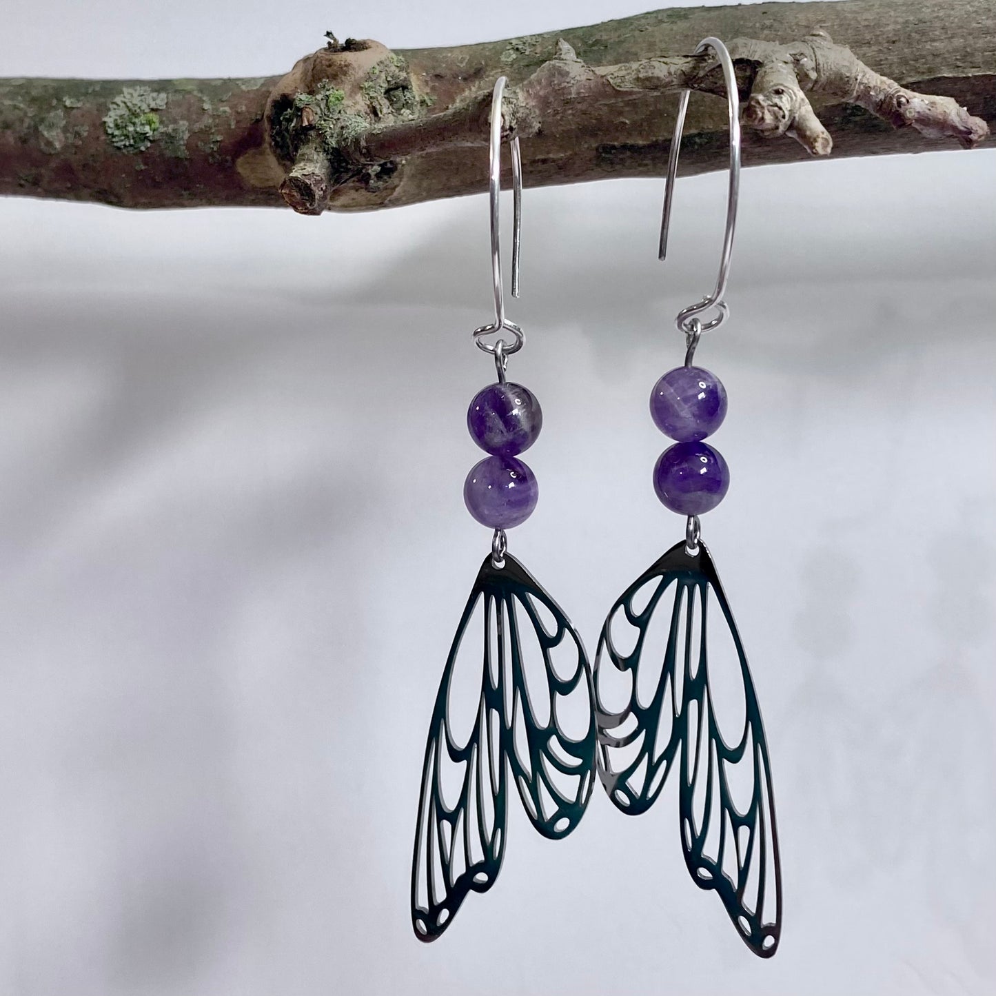 Amethyst Butterfly Earrings