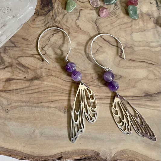 Amethyst Butterfly Earrings
