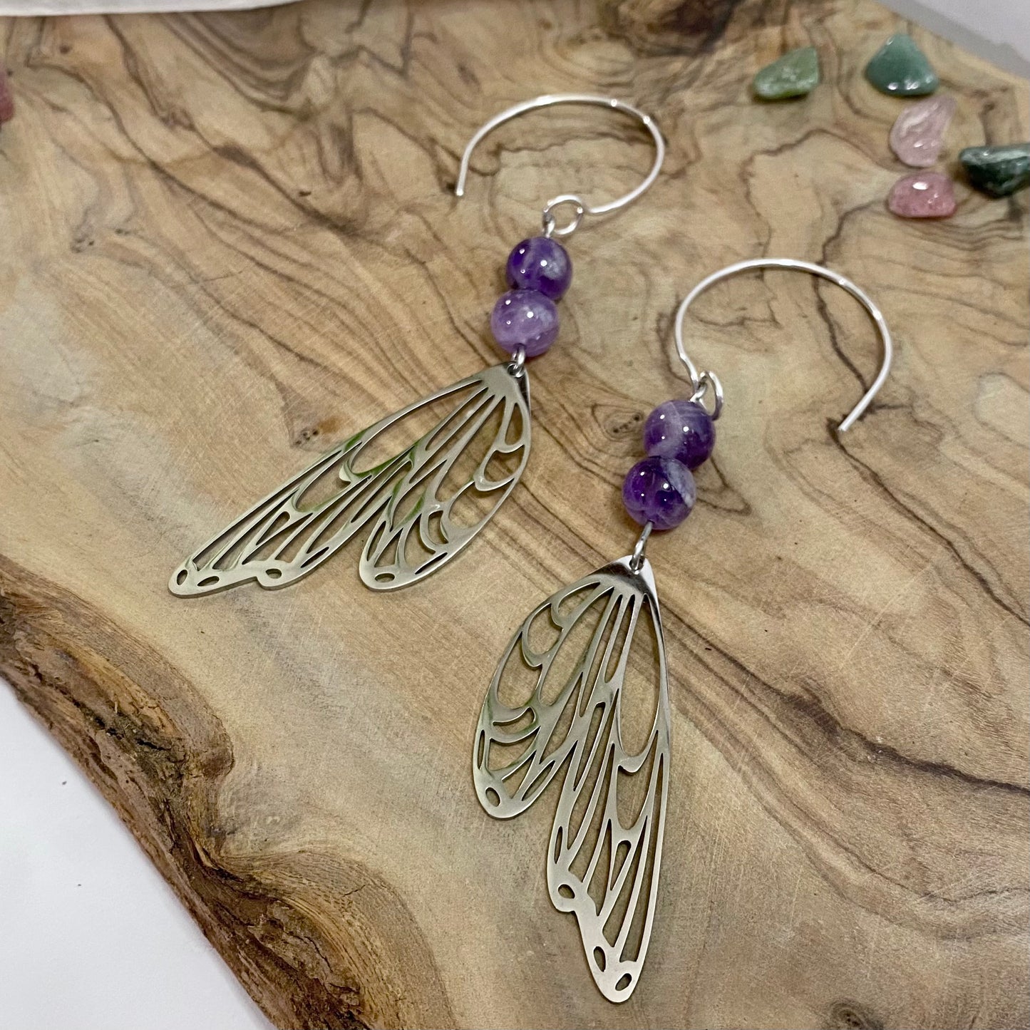 Amethyst Butterfly Earrings