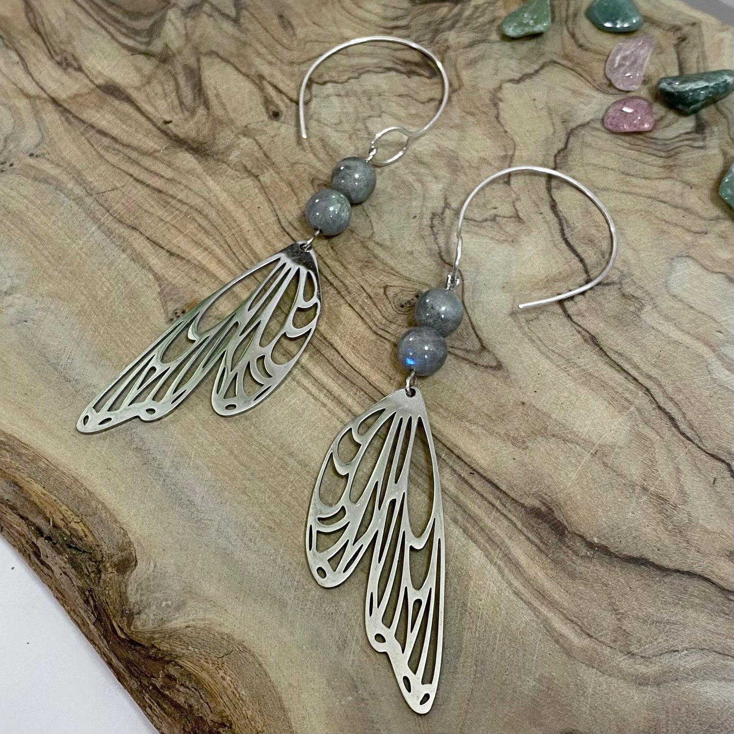 Labradorite Butterfly Earrings